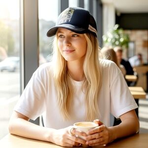 Roxy Trucker Hat Snap Back Mesh Beach Summer Black Pink Yellow Palm Trees